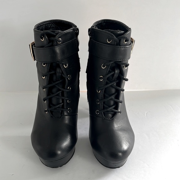 TOP MODA Women High Heel Lace Up Ankle Boots Platform Booties Shoes Size 6 M - Picture 4 of 9